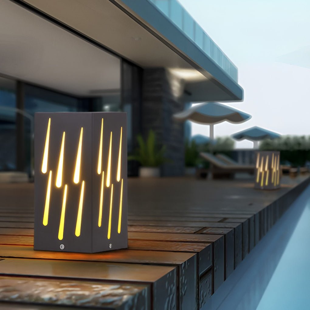 Modern LED Outdoor Garden Pillar Light Waterproof Black Exterior Post Lamp for Landscape
