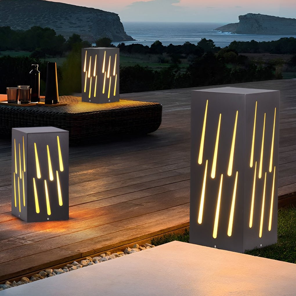Modern LED Outdoor Garden Pillar Light Waterproof Black Exterior Post Lamp for Landscape