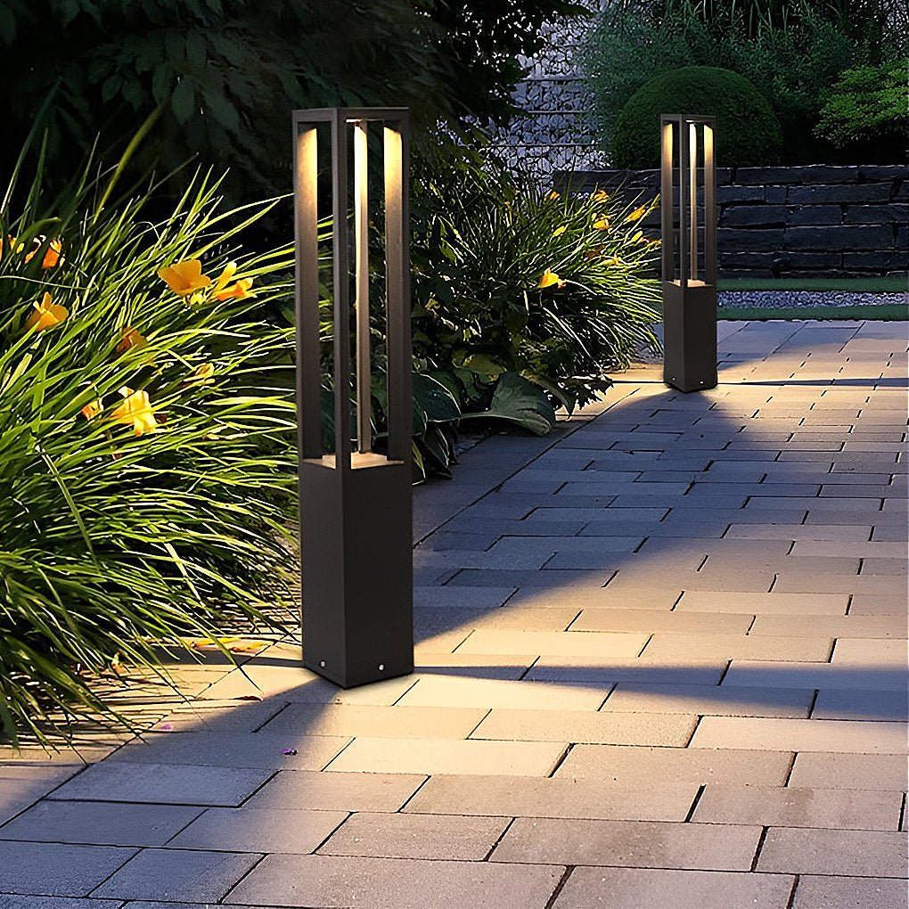 Modern LED Outdoor Post Light Waterproof Path Lamp for Garden Patio Landscape Lighting in Black