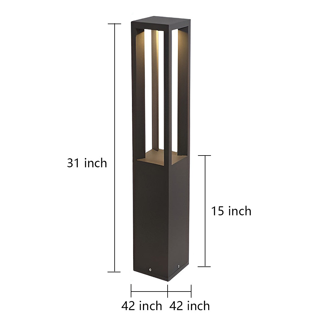 Modern LED Outdoor Post Light Waterproof Path Lamp for Garden Patio Landscape Lighting in Black