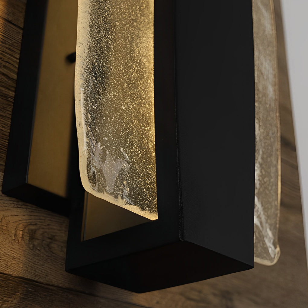 Modern LED Outdoor Sconce with Handmade Bubble Glass and Waterproof Black Finish