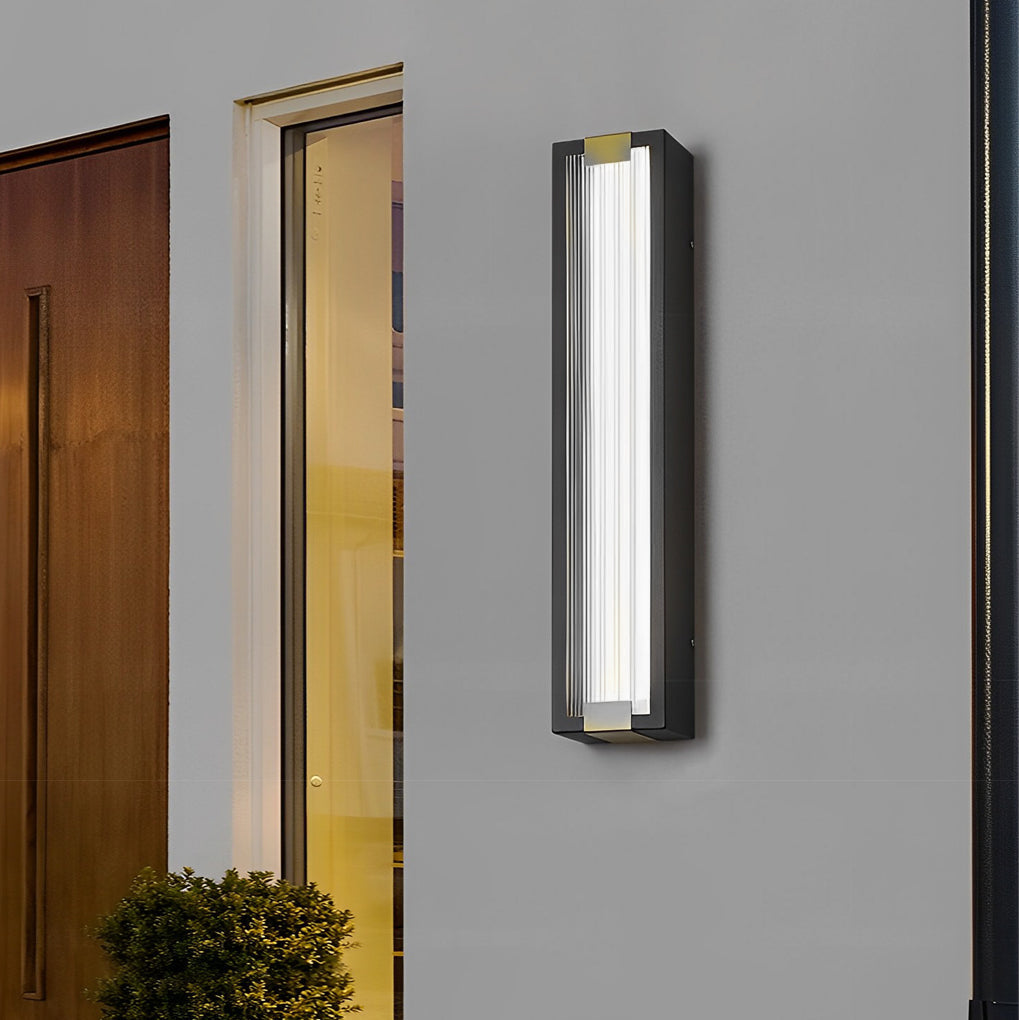 Modern LED Outdoor Wall Light Waterproof Black Rectangular Porch Sconce
