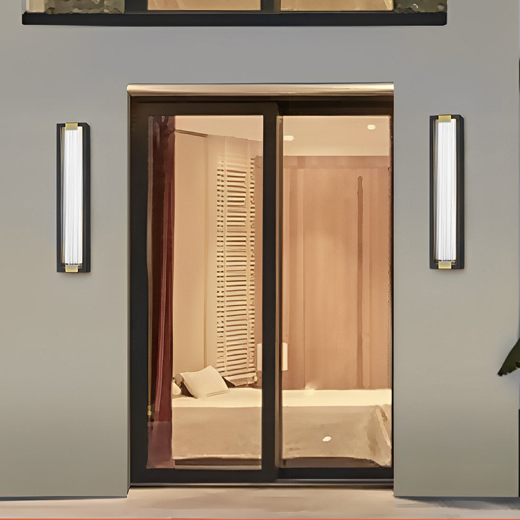 Modern LED Outdoor Wall Light Waterproof Black Rectangular Porch Sconce