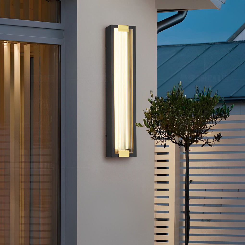 Modern LED Outdoor Wall Light Waterproof Black Rectangular Porch Sconce
