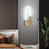 Modern LED Oval Wall Sconce 16 Inch Gold and Black Indoor Accent Lighting for Bedroom and Living Room