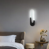 Modern LED Oval Wall Sconce 16 Inch Gold and Black Indoor Accent Lighting for Bedroom and Living Room