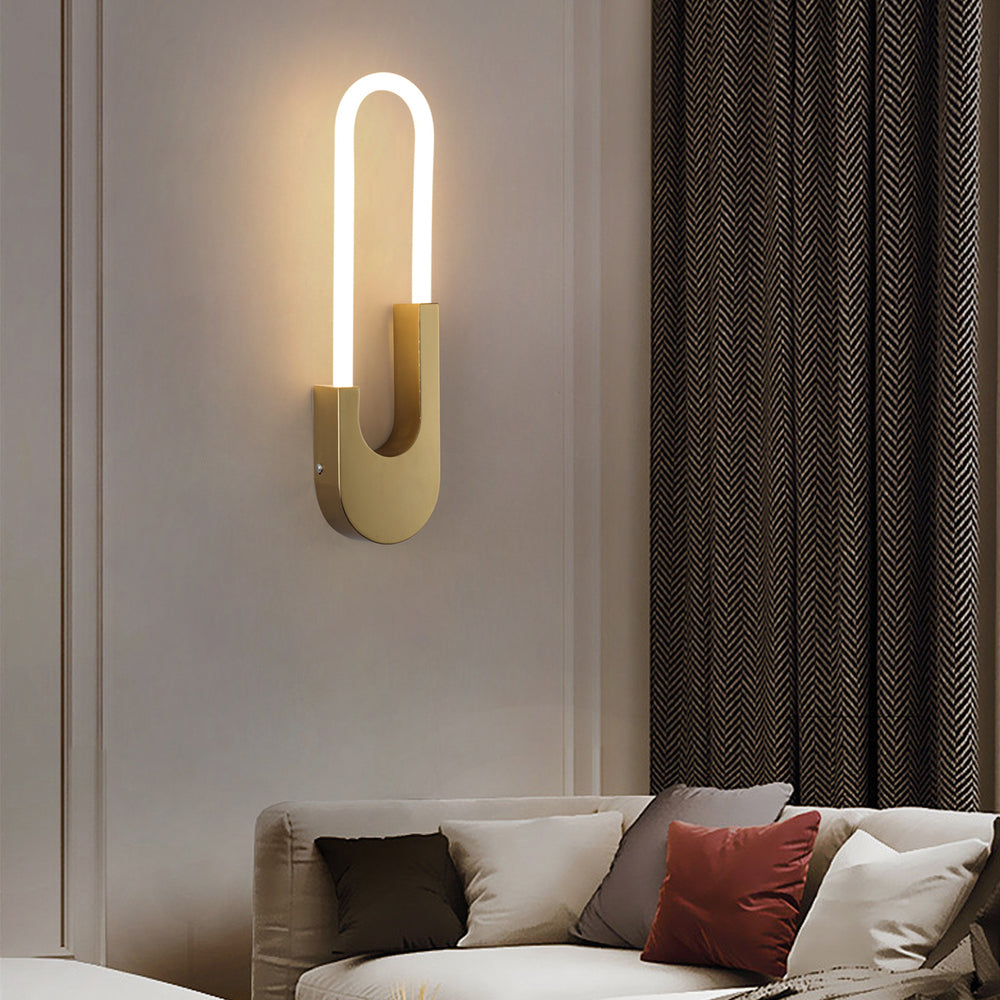 Modern LED Oval Wall Sconce 16 Inch Gold and Black Indoor Accent Lighting for Bedroom and Living Room