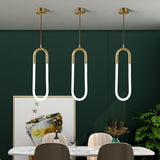 Modern LED Pendant Light Copper Geometric Hanging Lamp for Kitchen Island Gold and White Brass Finish