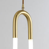 Modern LED Pendant Light Copper Geometric Hanging Lamp for Kitchen Island Gold and White Brass Finish
