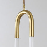 Modern LED Pendant Light Copper Geometric Hanging Lamp for Kitchen Island Gold and White Brass Finish