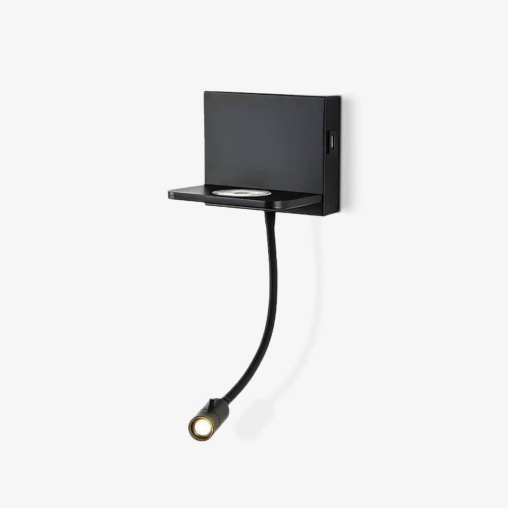 Modern LED Reading Wall Sconce with Wireless Charging Pad and Adjustable Rotary Head