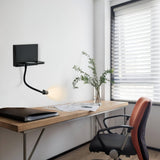 Modern LED Reading Wall Sconce with Wireless Charging Pad and Adjustable Rotary Head