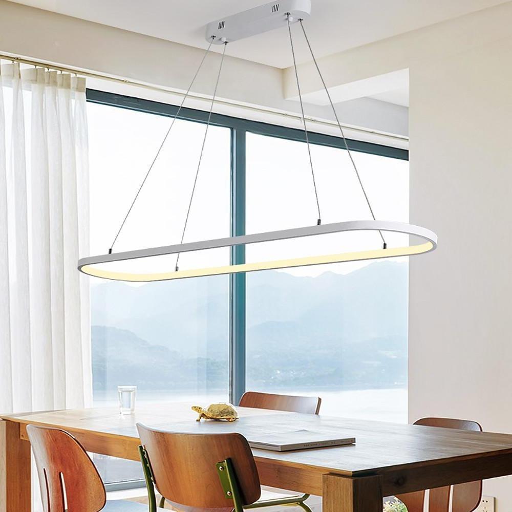 Modern LED Rectangular Island Chandelier Aluminum and Silica Gel Hanging Ceiling Light for Dining Room