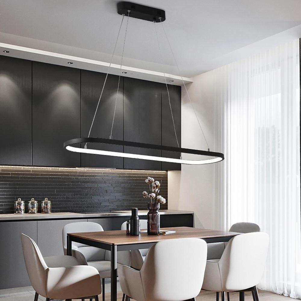 Modern LED Rectangular Island Chandelier Aluminum and Silica Gel Hanging Ceiling Light for Dining Room