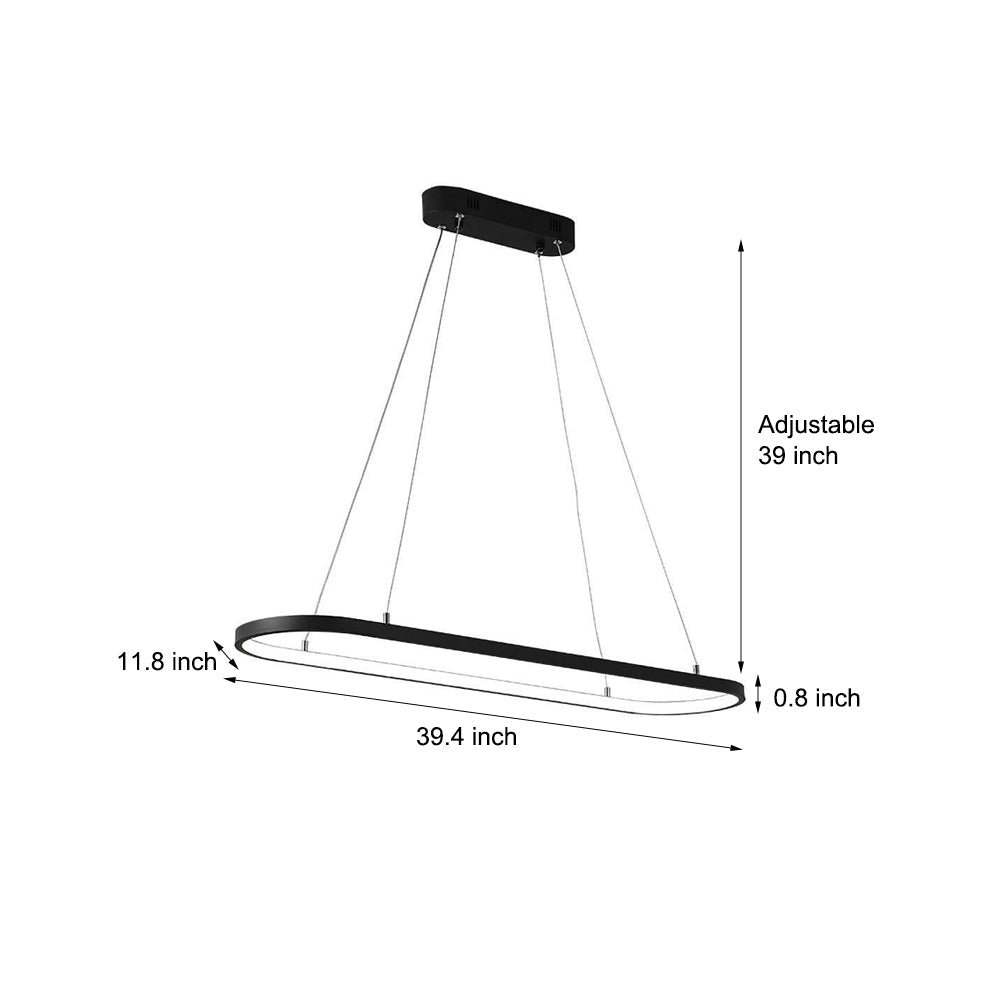 Modern LED Rectangular Island Chandelier Aluminum and Silica Gel Hanging Ceiling Light for Dining Room