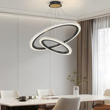 Modern LED Ring Chandelier Adjustable Luxury Pendant Lighting with 3 Step Dimming Function