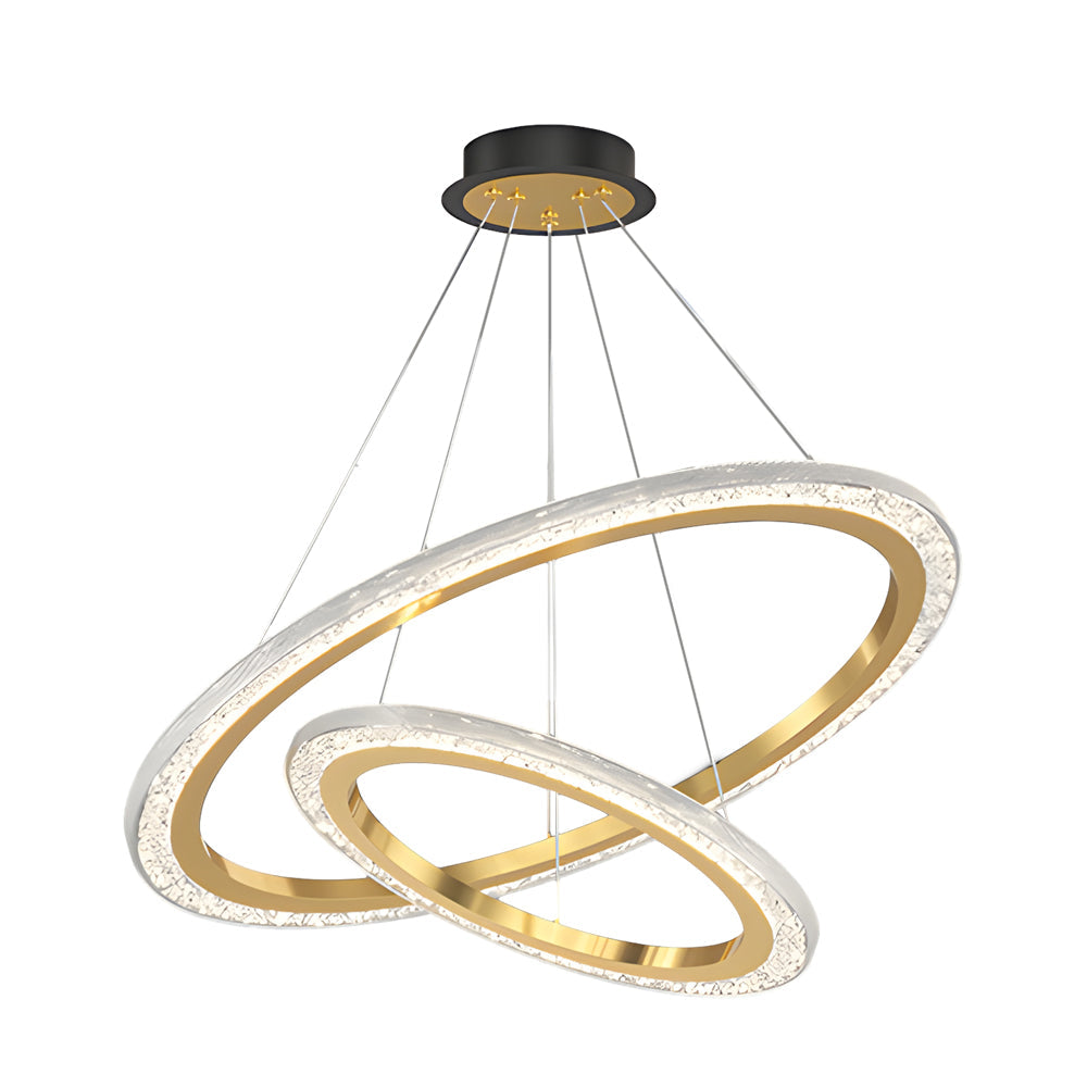 Modern LED Ring Chandelier Adjustable Luxury Pendant Lighting with 3 Step Dimming Function