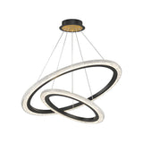 Modern LED Ring Chandelier Adjustable Luxury Pendant Lighting with 3 Step Dimming Function