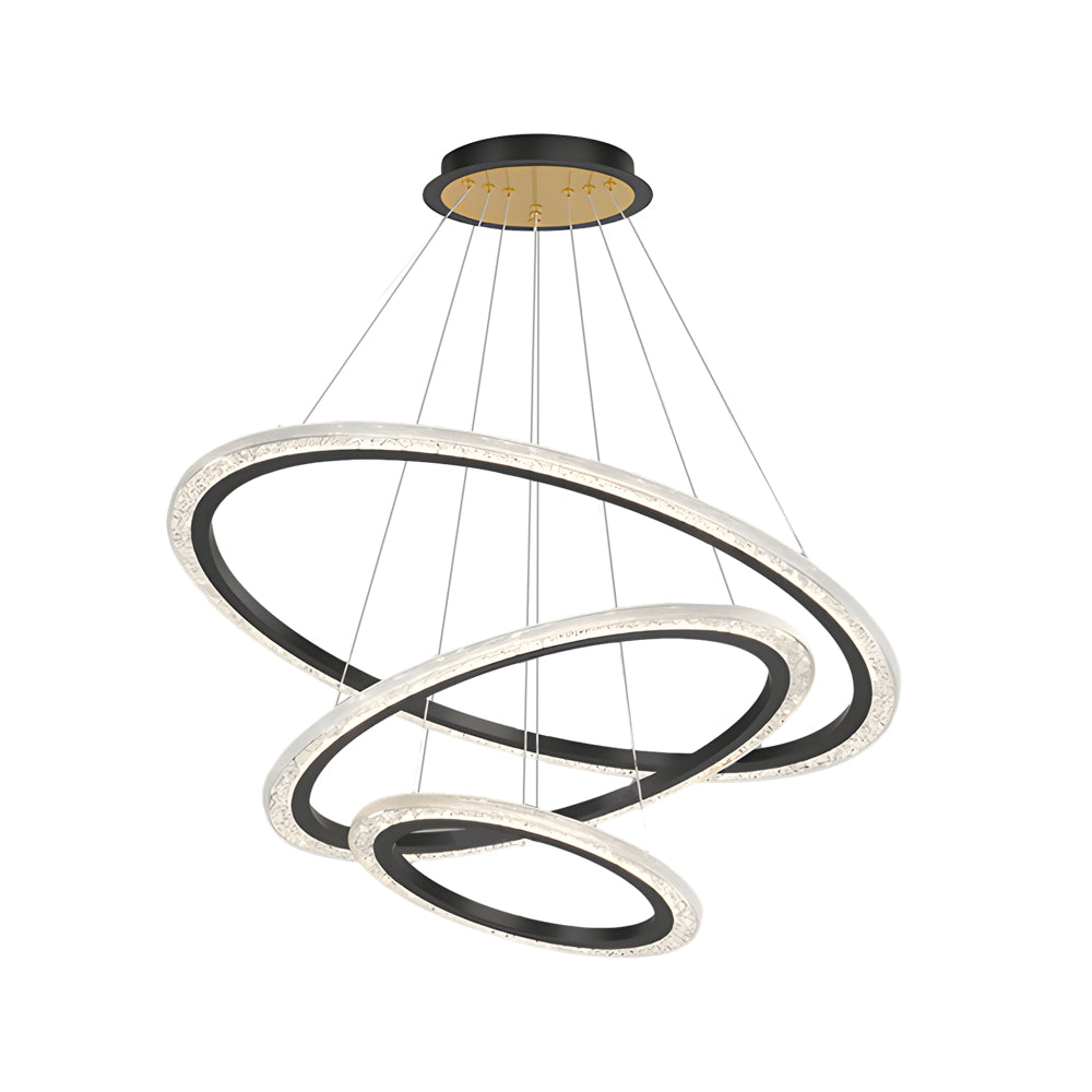 Modern LED Ring Chandelier Adjustable Luxury Pendant Lighting with 3 Step Dimming Function