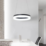 Modern LED Ring Pendant Light Circular Aluminum Acrylic Hanging Lamp for Dining Room