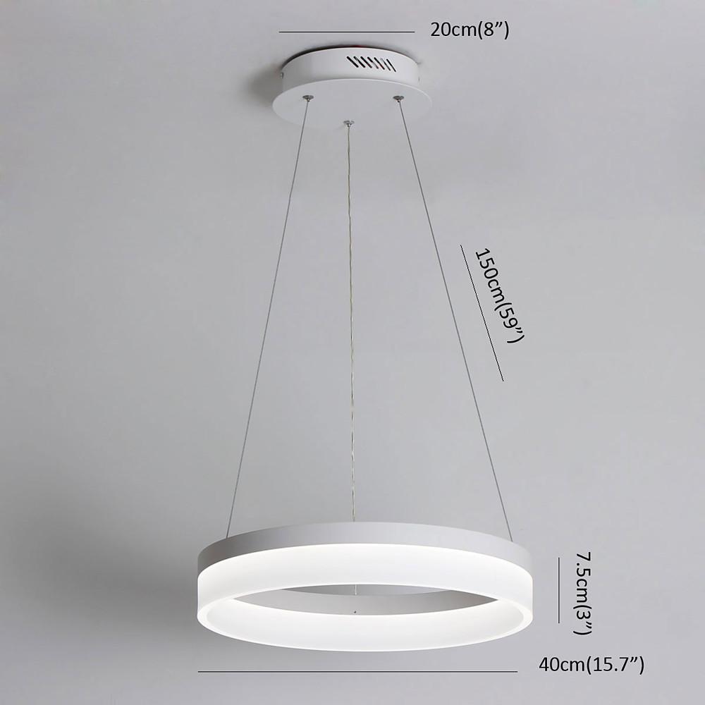 Modern LED Ring Pendant Light Circular Aluminum Acrylic Hanging Lamp for Dining Room