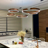 Modern LED Ring Pendant Light Circular Minimalist Chandelier for Living Room and Bedroom