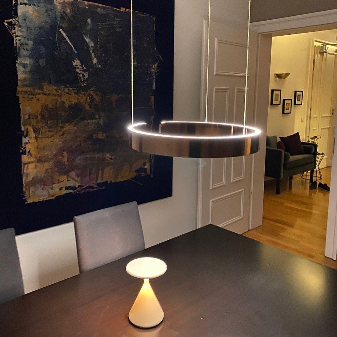 Modern LED Ring Pendant Light Circular Minimalist Chandelier for Living Room and Bedroom