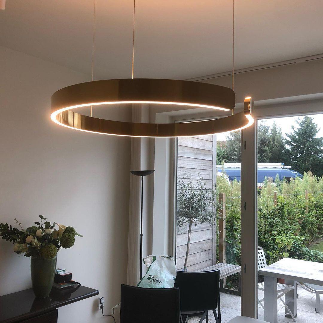Modern LED Ring Pendant Light Circular Minimalist Chandelier for Living Room and Bedroom