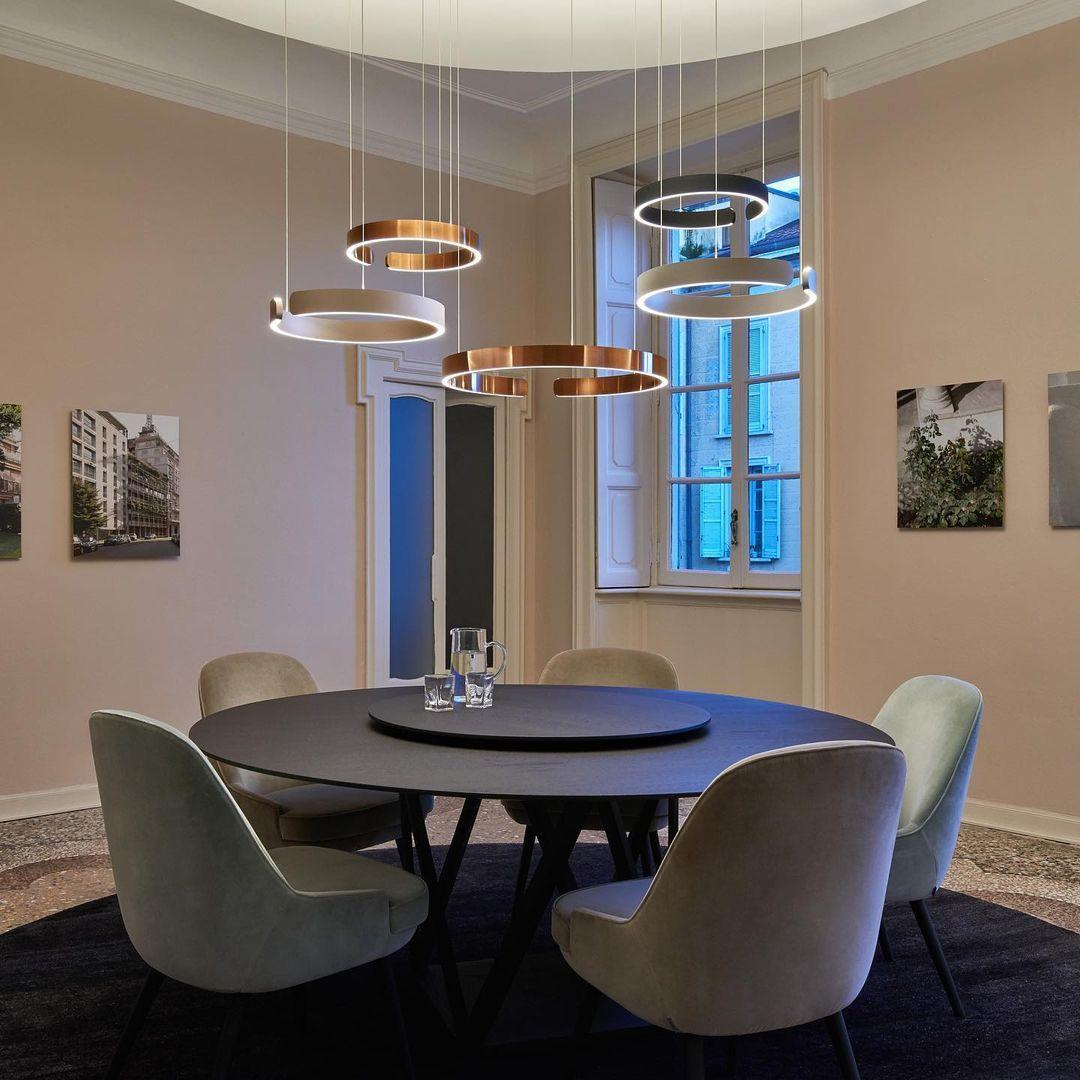 Modern LED Ring Pendant Light Circular Minimalist Chandelier for Living Room and Bedroom