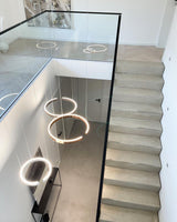 Modern LED Ring Pendant Light Circular Minimalist Chandelier for Living Room and Bedroom