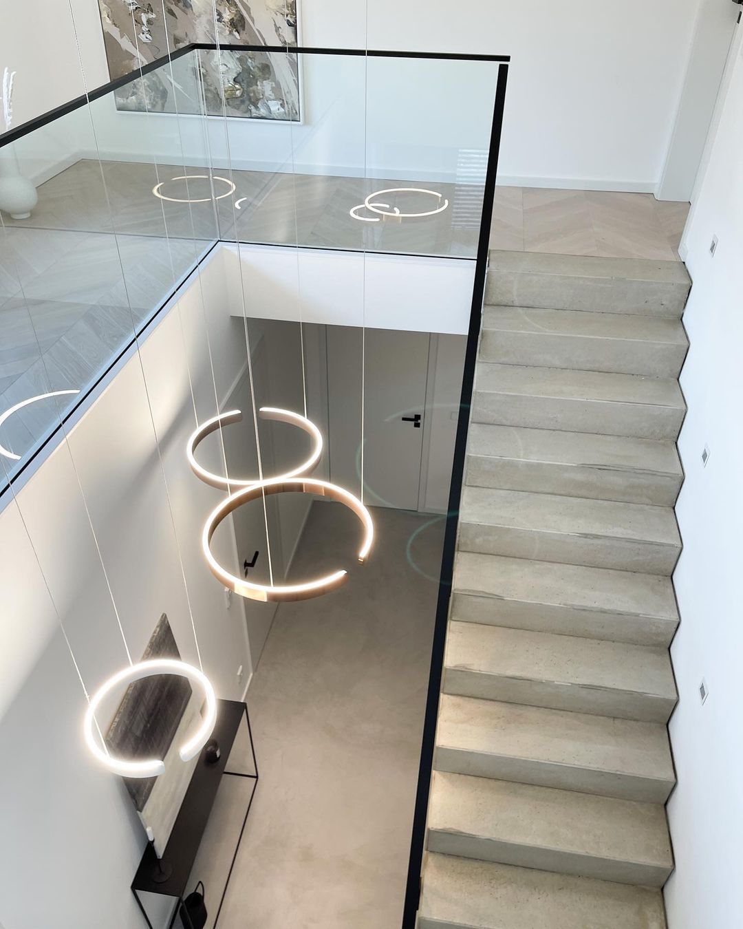 Modern LED Ring Pendant Light Circular Minimalist Chandelier for Living Room and Bedroom