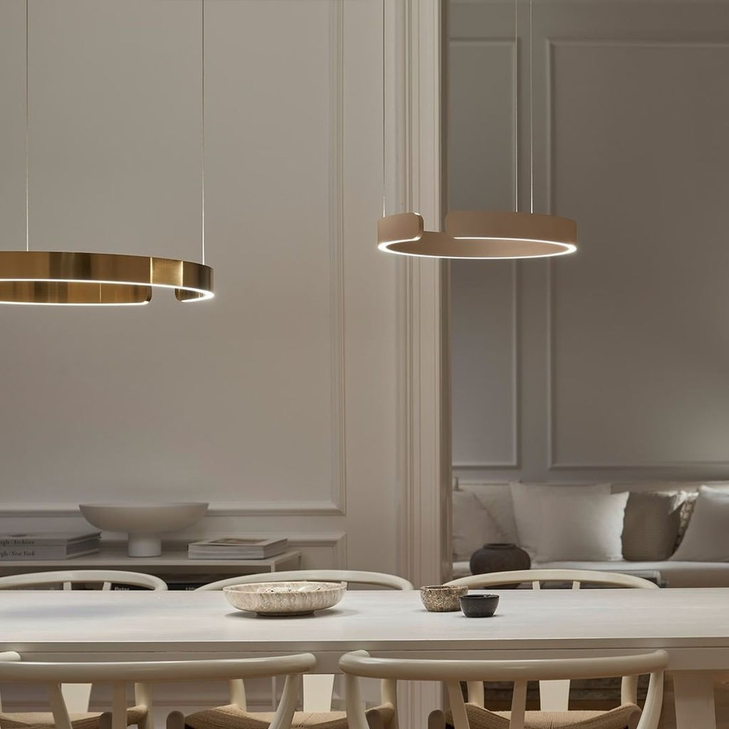 Modern LED Ring Pendant Light Circular Minimalist Chandelier for Living Room and Bedroom
