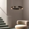 Modern LED Ring Pendant Light with 3 Color Dimming and Adjustable Height for Living Room