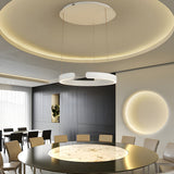 Modern LED Ring Pendant Light with 3 Color Dimming and Adjustable Height for Living Room