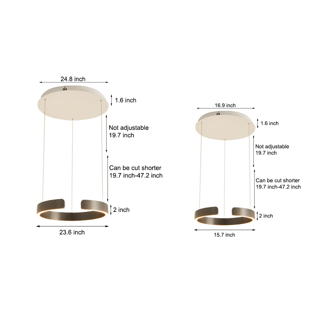 Modern LED Ring Pendant Light with 3 Color Dimming and Adjustable Height for Living Room