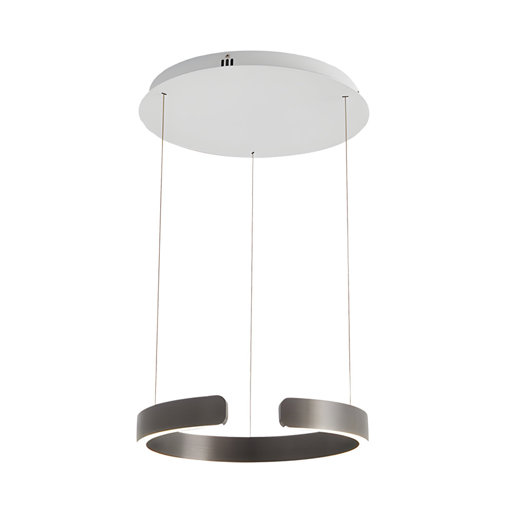 Modern LED Ring Pendant Light with 3 Color Dimming and Adjustable Height for Living Room