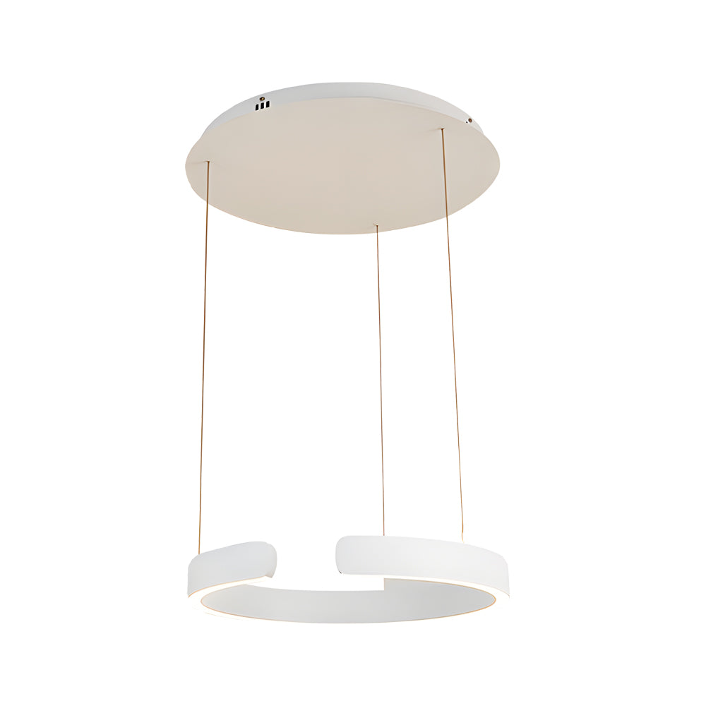 Modern LED Ring Pendant Light with 3 Color Dimming and Adjustable Height for Living Room