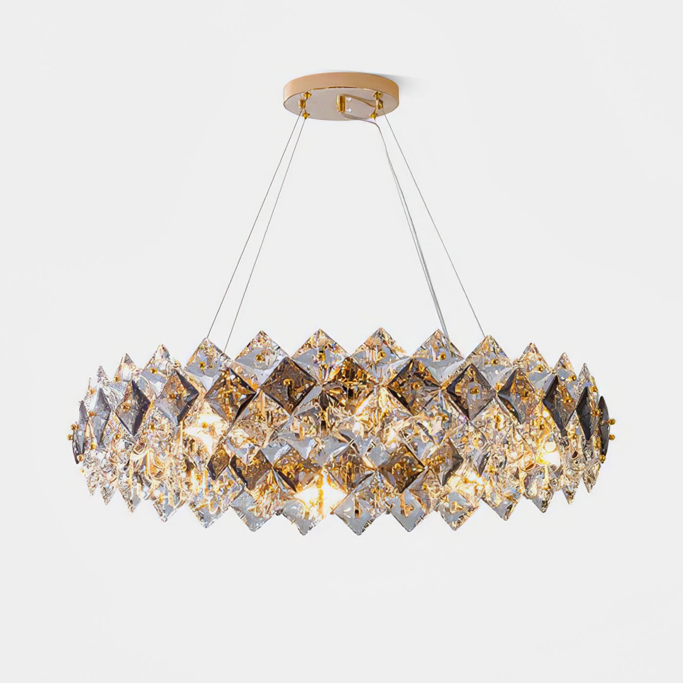 Modern LED Round Crystal Chandelier Scale Ceiling Light for Elegant Living Room