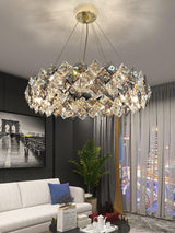 Modern LED Round Crystal Chandelier Scale Ceiling Light for Elegant Living Room