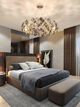 Modern LED Round Crystal Chandelier Scale Ceiling Light for Elegant Living Room