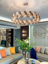 Modern LED Round Crystal Chandelier Scale Ceiling Light for Elegant Living Room