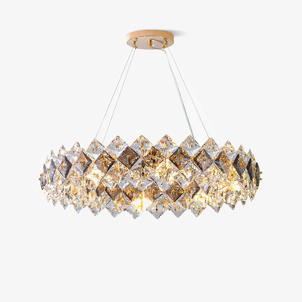 Modern LED Round Crystal Chandelier Scale Ceiling Light for Elegant Living Room