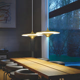 Modern LED Round UFO Pendant Light 13.8 Inch Metal Spaceship Hanging Lamp for Dining Room and Bar