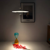 Modern LED Round UFO Pendant Light 13.8 Inch Metal Spaceship Hanging Lamp for Dining Room and Bar