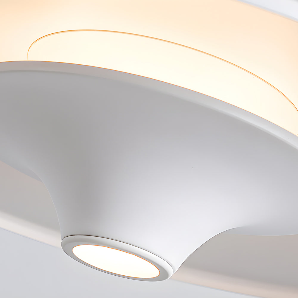 Modern LED Round UFO Pendant Light 13.8 Inch Metal Spaceship Hanging Lamp for Dining Room and Bar