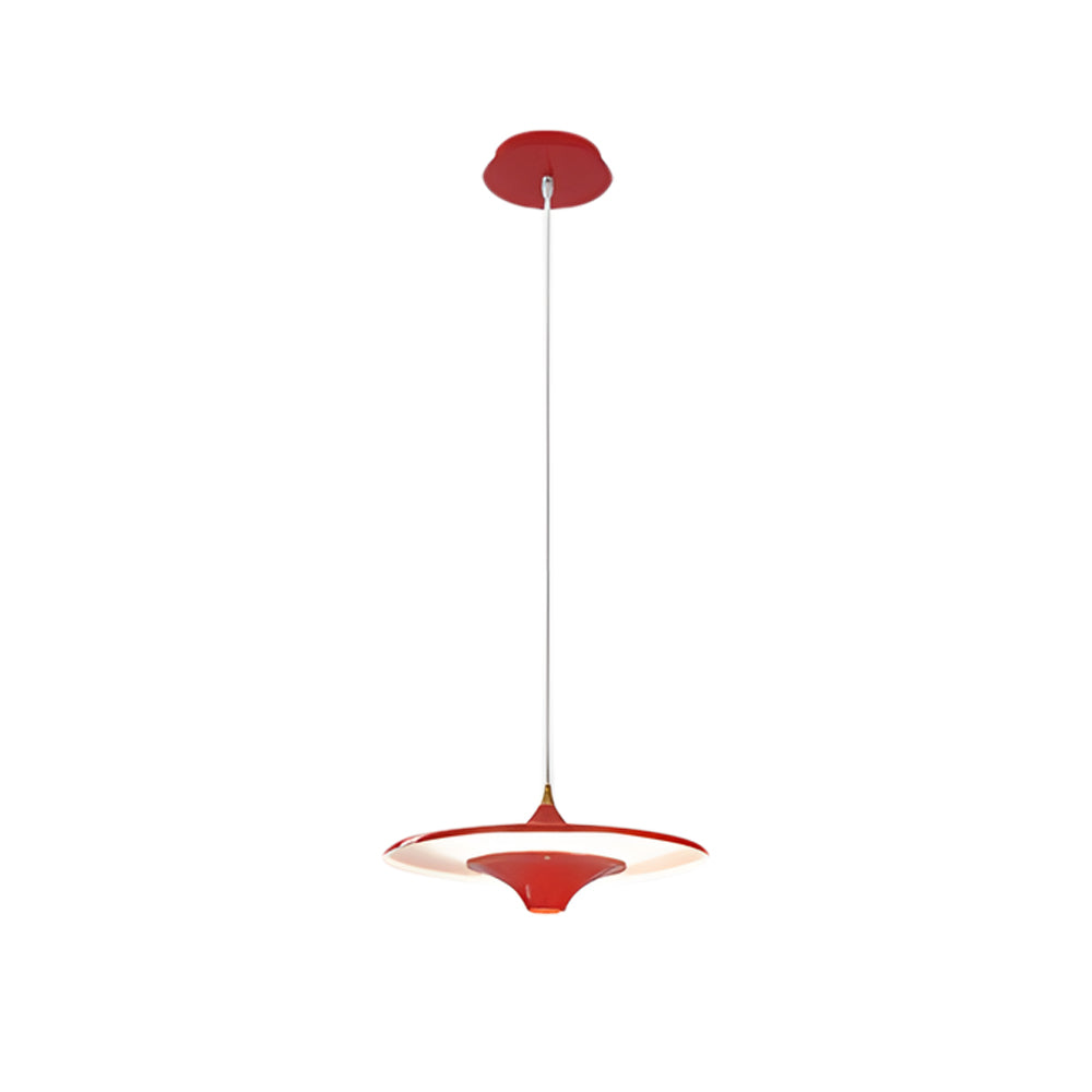 Modern LED Round UFO Pendant Light 13.8 Inch Metal Spaceship Hanging Lamp for Dining Room and Bar