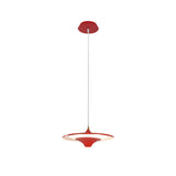 Modern LED Round UFO Pendant Light 13.8 Inch Metal Spaceship Hanging Lamp for Dining Room and Bar