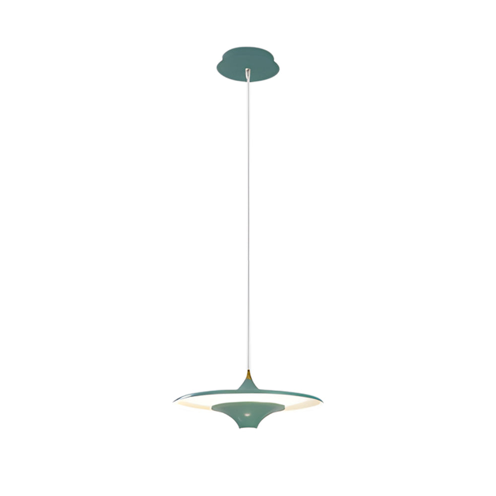 Modern LED Round UFO Pendant Light 13.8 Inch Metal Spaceship Hanging Lamp for Dining Room and Bar