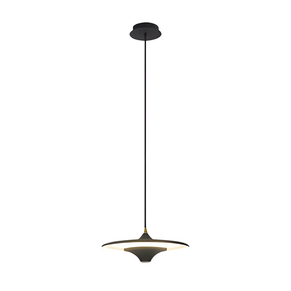 Modern LED Round UFO Pendant Light 13.8 Inch Metal Spaceship Hanging Lamp for Dining Room and Bar