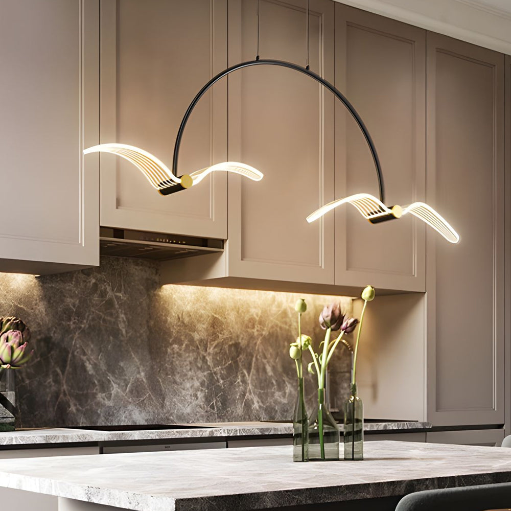 Modern LED Seagull Linear Chandelier Acrylic Pendant Lighting for Dining Room Kitchen Island